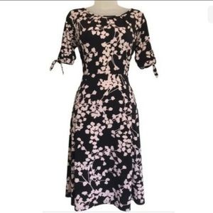 talbots black dress with pink floral print